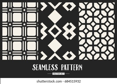 Abstract concept vector monochrome geometric pattern. Black and white minimal background. Creative illustration template. Seamless stylish texture. For wallpaper, surface, web design, textile, decor