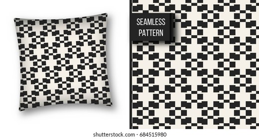 Abstract concept vector monochrome geometric pattern. Black and white minimal background. Creative illustration template. Seamless stylish texture. For wallpaper, surface, web design, textile, decor