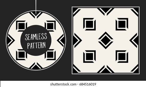 Abstract concept vector monochrome geometric pattern. Black and white minimal background. Creative illustration template. Seamless stylish texture. For wallpaper, surface, web design, textile, decor