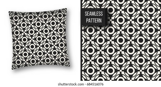 Abstract concept vector monochrome geometric pattern. Black and white minimal background. Creative illustration template. Seamless stylish texture. For wallpaper, surface, web design, textile, decor