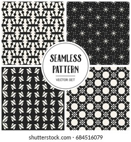 Abstract concept vector monochrome geometric pattern. Black and white minimal background. Creative illustration template. Seamless stylish texture. For wallpaper, surface, web design, textile, decor