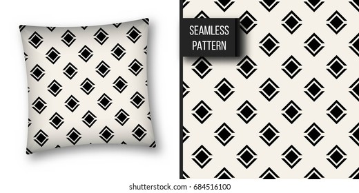 Abstract concept vector monochrome geometric pattern. Black and white minimal background. Creative illustration template. Seamless stylish texture. For wallpaper, surface, web design, textile, decor