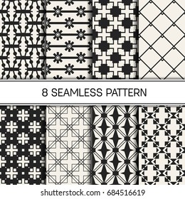 Abstract concept vector monochrome geometric pattern. Black and white minimal background. Creative illustration template. Seamless stylish texture. For wallpaper, surface, web design, textile, decor