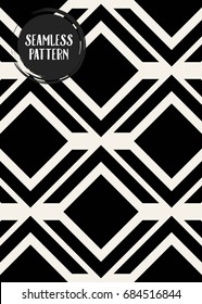 Abstract concept vector monochrome geometric pattern. Black and white minimal background. Creative illustration template. Seamless stylish texture. For wallpaper, surface, web design, textile, decor