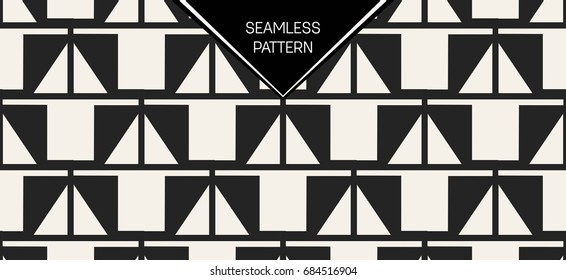 Abstract concept vector monochrome geometric pattern. Black and white minimal background. Creative illustration template. Seamless stylish texture. For wallpaper, surface, web design, textile, decor