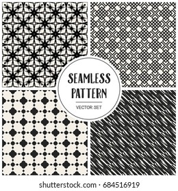 Abstract concept vector monochrome geometric pattern. Black and white minimal background. Creative illustration template. Seamless stylish texture. For wallpaper, surface, web design, textile, decor