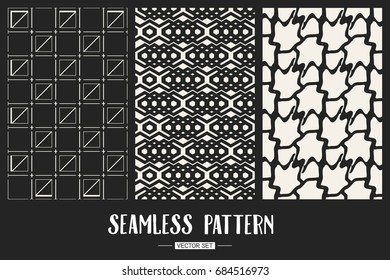 Abstract concept vector monochrome geometric pattern. Black and white minimal background. Creative illustration template. Seamless stylish texture. For wallpaper, surface, web design, textile, decor