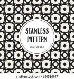 Abstract concept vector monochrome geometric pattern. Black and white minimal background. Creative illustration template. Seamless stylish texture. For wallpaper, surface, web design, textile, decor