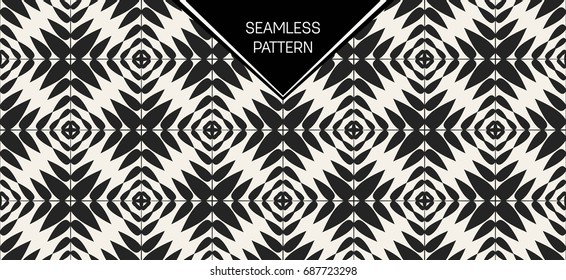 Abstract concept vector monochrome geometric pattern. Black and white minimal background. Creative illustration template. Seamless stylish texture. For wallpaper, surface, web design, textile, decor