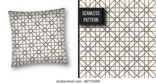 Abstract concept vector monochrome geometric pattern. Black and white minimal background. Creative illustration template. Seamless stylish texture. For wallpaper, surface, web design, textile, decor