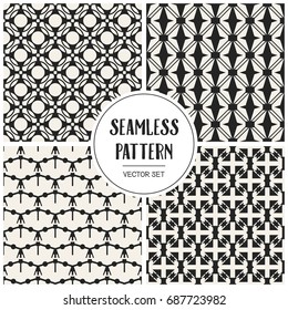 Abstract concept vector monochrome geometric pattern. Black and white minimal background. Creative illustration template. Seamless stylish texture. For wallpaper, surface, web design, textile, decor