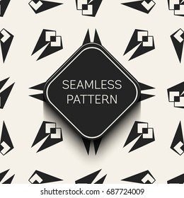 Abstract concept vector monochrome geometric pattern. Black and white minimal background. Creative illustration template. Seamless stylish texture. For wallpaper, surface, web design, textile, decor