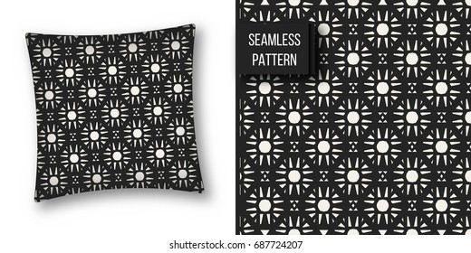 Abstract concept vector monochrome geometric pattern. Black and white minimal background. Creative illustration template. Seamless stylish texture. For wallpaper, surface, web design, textile, decor