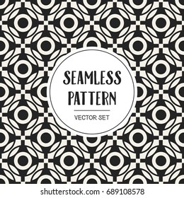 Abstract concept vector monochrome geometric pattern. Black and white minimal background. Creative illustration template. Seamless stylish texture. For wallpaper, surface, web design, textile, decor