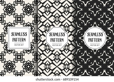 Abstract concept vector monochrome geometric pattern. Black and white minimal background. Creative illustration template. Seamless stylish texture. For wallpaper, surface, web design, textile, decor