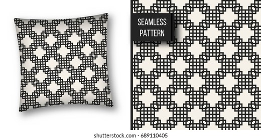 Abstract concept vector monochrome geometric pattern. Black and white minimal background. Creative illustration template. Seamless stylish texture. For wallpaper, surface, web design, textile, decor