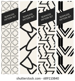 Abstract concept vector monochrome geometric pattern. Black and white minimal background. Creative illustration template. Seamless stylish texture. For wallpaper, surface, web design, textile, decor
