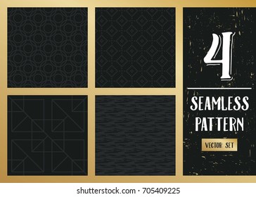 Abstract concept vector monochrome geometric pattern. Dark blue, gold minimal background. Creative illustration template. Seamless stylish texture. For wallpaper, surface, web design, textile, decor