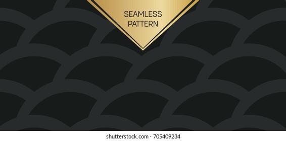 Abstract concept vector monochrome geometric pattern. Dark blue, gold minimal background. Creative illustration template. Seamless stylish texture. For wallpaper, surface, web design, textile, decor