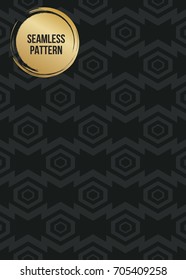 Abstract concept vector monochrome geometric pattern. Dark blue, gold minimal background. Creative illustration template. Seamless stylish texture. For wallpaper, surface, web design, textile, decor