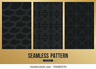 Abstract concept vector monochrome geometric pattern. Dark blue, gold minimal background. Creative illustration template. Seamless stylish texture. For wallpaper, surface, web design, textile, decor