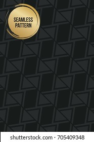 Abstract concept vector monochrome geometric pattern. Dark blue, gold minimal background. Creative illustration template. Seamless stylish texture. For wallpaper, surface, web design, textile, decor