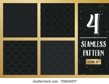 Abstract concept vector monochrome geometric pattern. Dark blue, gold minimal background. Creative illustration template. Seamless stylish texture. For wallpaper, surface, web design, textile, decor