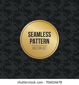 Abstract concept vector monochrome geometric pattern. Dark blue, gold minimal background. Creative illustration template. Seamless stylish texture. For wallpaper, surface, web design, textile, decor