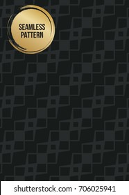 Abstract concept vector monochrome geometric pattern. Dark blue, gold minimal background. Creative illustration template. Seamless stylish texture. For wallpaper, surface, web design, textile, decor