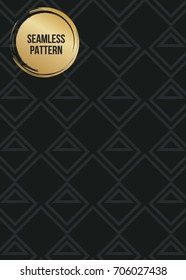 Abstract concept vector monochrome geometric pattern. Dark blue, gold minimal background. Creative illustration template. Seamless stylish texture. For wallpaper, surface, web design, textile, decor