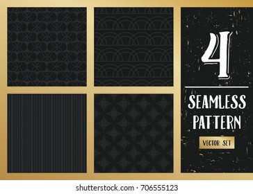 Abstract concept vector monochrome geometric pattern. Dark blue, gold minimal background. Creative illustration template. Seamless stylish texture. For wallpaper, surface, web design, textile, decor