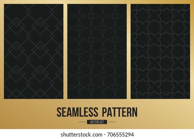 Abstract concept vector monochrome geometric pattern. Dark blue, gold minimal background. Creative illustration template. Seamless stylish texture. For wallpaper, surface, web design, textile, decor