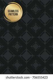 Abstract concept vector monochrome geometric pattern. Dark blue, gold minimal background. Creative illustration template. Seamless stylish texture. For wallpaper, surface, web design, textile, decor