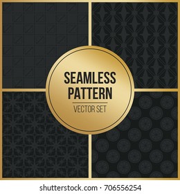 Abstract concept vector monochrome geometric pattern. Dark blue, gold minimal background. Creative illustration template. Seamless stylish texture. For wallpaper, surface, web design, textile, decor