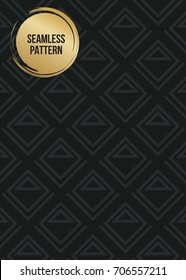 Abstract concept vector monochrome geometric pattern. Dark blue, gold minimal background. Creative illustration template. Seamless stylish texture. For wallpaper, surface, web design, textile, decor