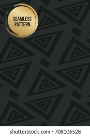 Abstract concept vector monochrome geometric pattern. Dark blue, gold minimal background. Creative illustration template. Seamless stylish texture. For wallpaper, surface, web design, textile, decor