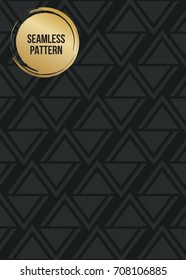 Abstract concept vector monochrome geometric pattern. Dark blue, gold minimal background. Creative illustration template. Seamless stylish texture. For wallpaper, surface, web design, textile, decor