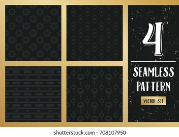 Abstract concept vector monochrome geometric pattern. Dark blue, gold minimal background. Creative illustration template. Seamless stylish texture. For wallpaper, surface, web design, textile, decor