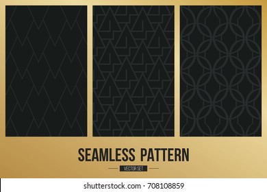 Abstract concept vector monochrome geometric pattern. Dark blue, gold minimal background. Creative illustration template. Seamless stylish texture. For wallpaper, surface, web design, textile, decor