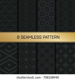 Abstract concept vector monochrome geometric pattern. Dark blue, gold minimal background. Creative illustration template. Seamless stylish texture. For wallpaper, surface, web design, textile, decor