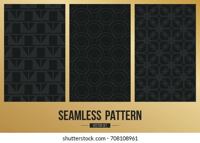 Abstract concept vector monochrome geometric pattern. Dark blue, gold minimal background. Creative illustration template. Seamless stylish texture. For wallpaper, surface, web design, textile, decor