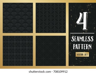 Abstract concept vector monochrome geometric pattern. Dark blue, gold minimal background. Creative illustration template. Seamless stylish texture. For wallpaper, surface, web design, textile, decor