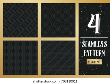 Abstract concept vector monochrome geometric pattern. Dark blue, gold minimal background. Creative illustration template. Seamless stylish texture. For wallpaper, surface, web design, textile, decor