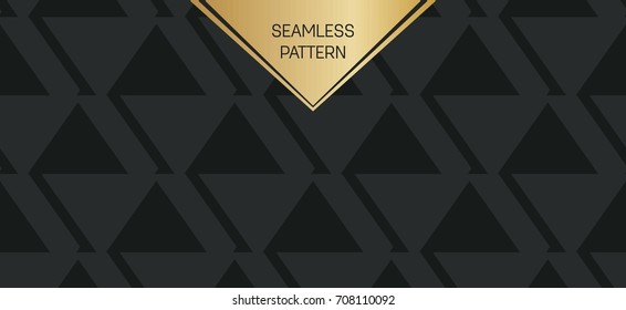 Abstract concept vector monochrome geometric pattern. Dark blue, gold minimal background. Creative illustration template. Seamless stylish texture. For wallpaper, surface, web design, textile, decor