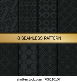 Abstract concept vector monochrome geometric pattern. Dark blue, gold minimal background. Creative illustration template. Seamless stylish texture. For wallpaper, surface, web design, textile, decor