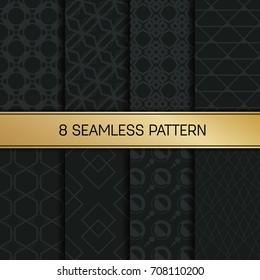 Abstract concept vector monochrome geometric pattern. Dark blue, gold minimal background. Creative illustration template. Seamless stylish texture. For wallpaper, surface, web design, textile, decor