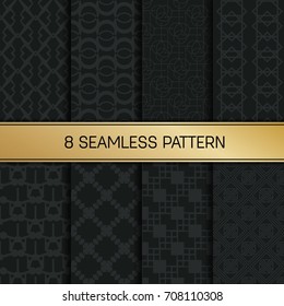 Abstract concept vector monochrome geometric pattern. Dark blue, gold minimal background. Creative illustration template. Seamless stylish texture. For wallpaper, surface, web design, textile, decor