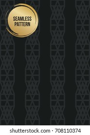 Abstract concept vector monochrome geometric pattern. Dark blue, gold minimal background. Creative illustration template. Seamless stylish texture. For wallpaper, surface, web design, textile, decor
