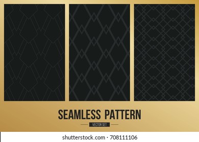 Abstract concept vector monochrome geometric pattern. Dark blue, gold minimal background. Creative illustration template. Seamless stylish texture. For wallpaper, surface, web design, textile, decor