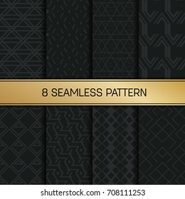 Abstract concept vector monochrome geometric pattern. Dark blue, gold minimal background. Creative illustration template. Seamless stylish texture. For wallpaper, surface, web design, textile, decor